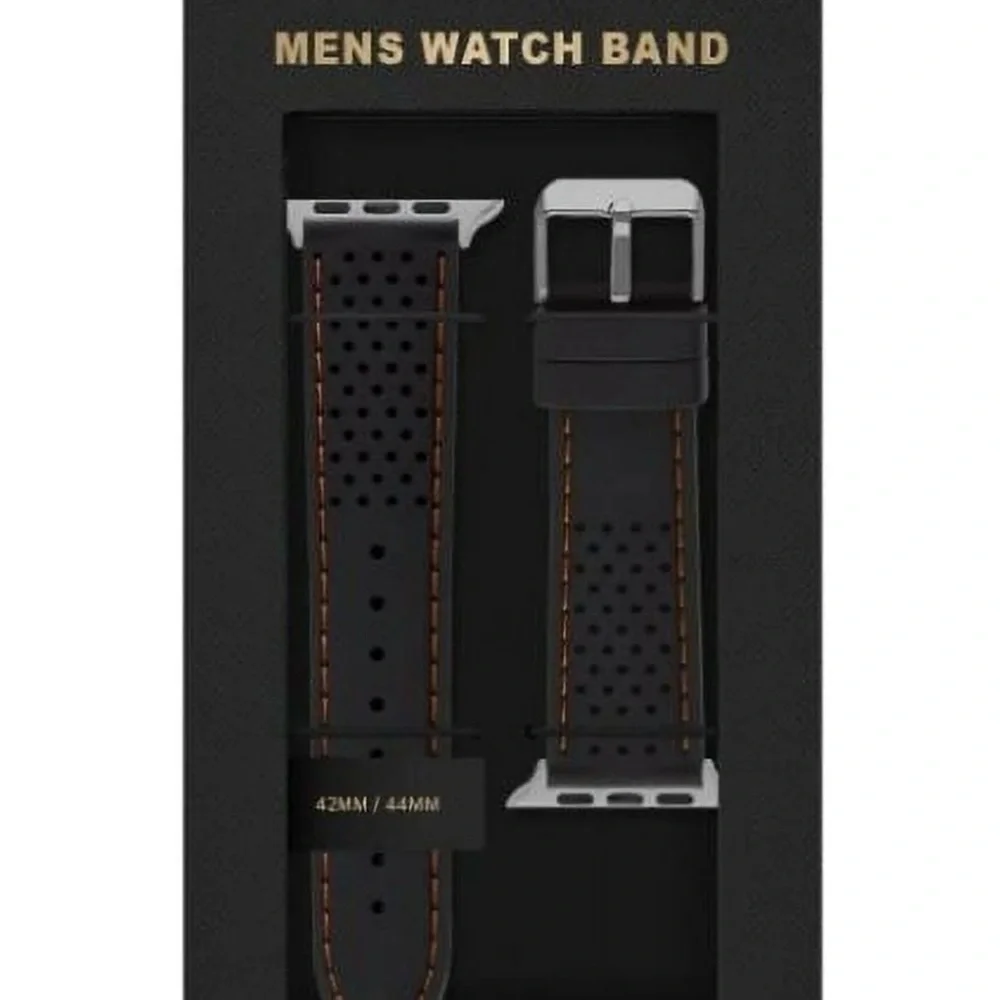 American Exchange Men's Watch Strap, Silver/black 42-44mm